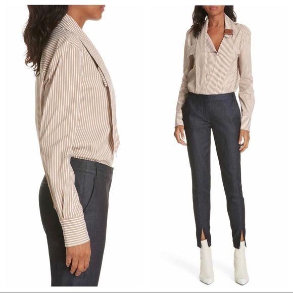 Tibi Kaia Stripe Belt Neck Shirt NWT - Picture 2 of 6